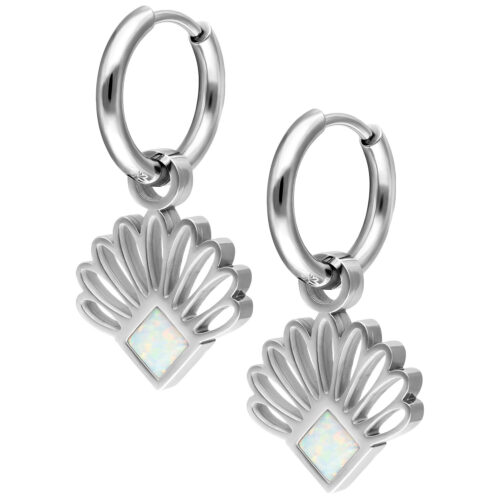 Synthetic Opal Fan Hoops (Pair)