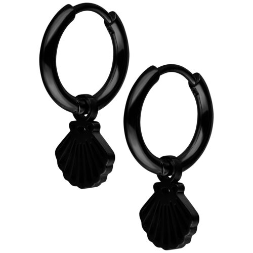 Mini Hoops Conchiglia Pendente - Nero