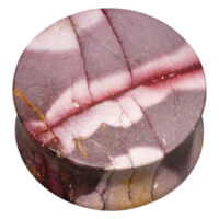 Plug in Mookaite di Pietra in Toni Rossi e Marroni Plug rotondo in Mookaite di pietra, venature rosse e marroni, 24 mm