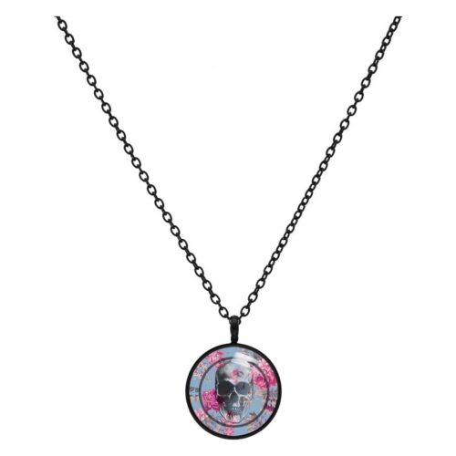 Collana teschio Rose blu - Nero