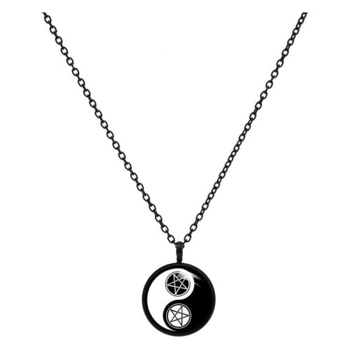 Collana Yin Yang Pentagramma - Nero