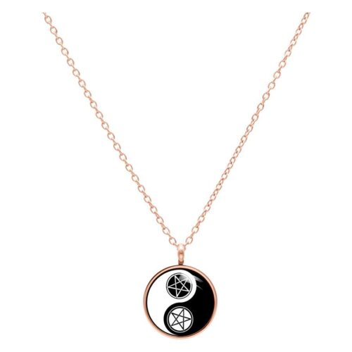Collana Yin Yang Pentagramma - Oro rosa