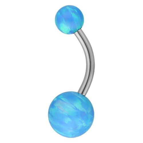 Bananabell in doppio opale sintetico azzurro chiaro su sfondo bianco