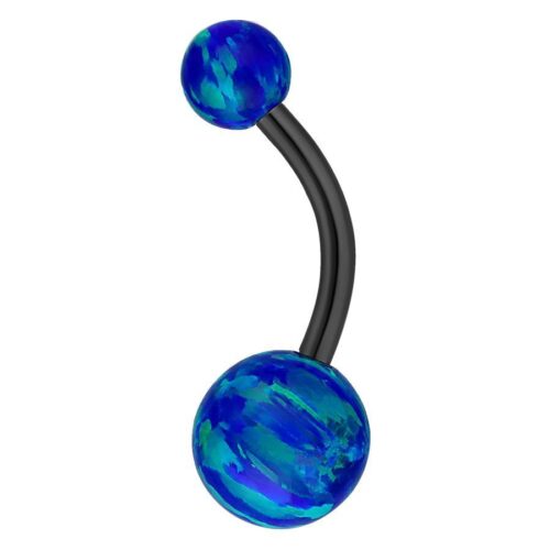 Piercing Bananabell Opale Blu Scuro, lunghezza 8 mm, su sfondo bianco