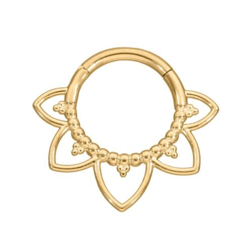 Hinged Ring Flower Lines Clicker Acciaio - Oro