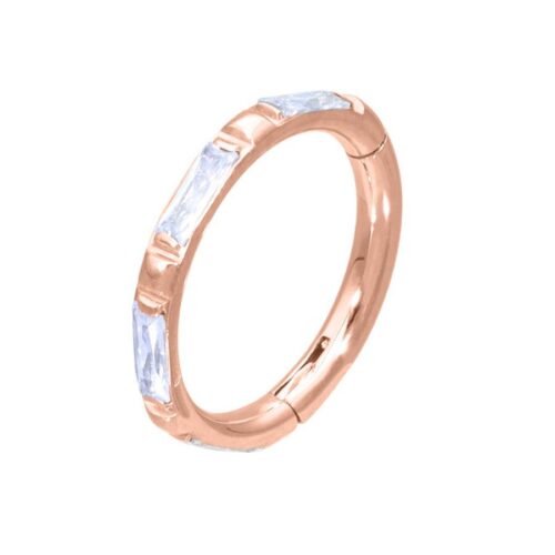 Hinged Ring Clicker Cristalli Acciaio - Oro rosa