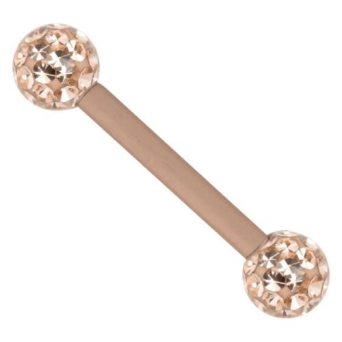 Barbell cristalli in acciaio oro rosa filetto esterno