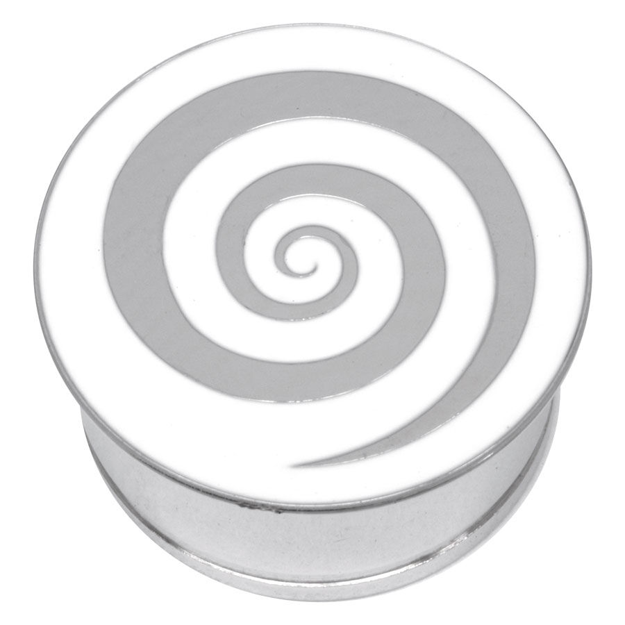 Steel Basicline® Single Flared Impression Plug "Spiral on White" Steel Basicline® Single Flared Impression Plug "Spiral on White"