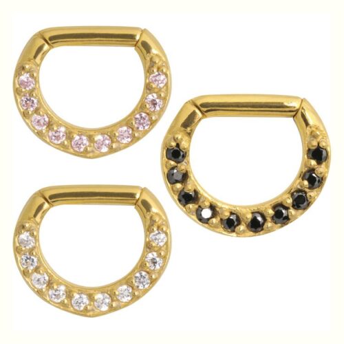 Septum Clicker brillanti in acciaio dorato
