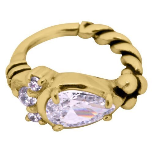 Hinged Ring cristalli goccia in acciaio