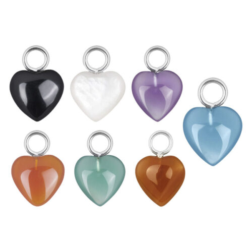 Ciondolo cuore pietra in acciaio