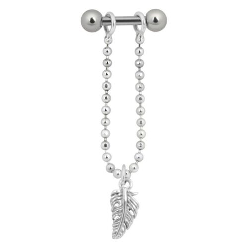 Barbell orecchio piuma pendente in acciaio - Argento
