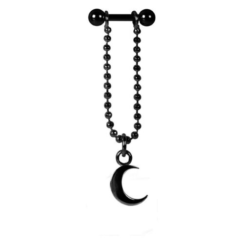 Barbell orecchio luna pendente in acciaio nero - Nero