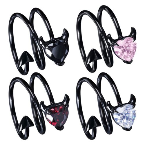 Anello Devil Heart in acciaio nero