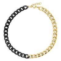 Collana Chunky in acciaio chirurgico 316L, bicolore oro e nero, su sfondo bianco