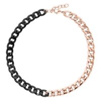 Collana Chunky in acciaio chirurgico 316L, metà in oro rosa, metà in nero