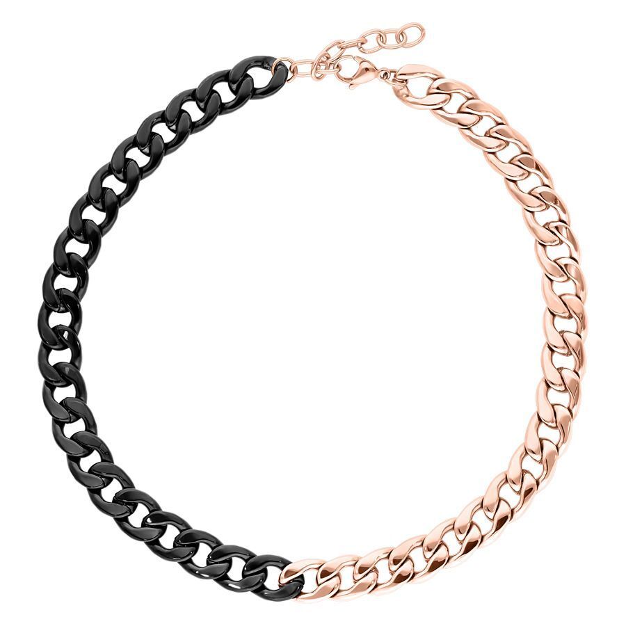 Collana Chunky in acciaio chirurgico 316L, metà in oro rosa, metà in nero