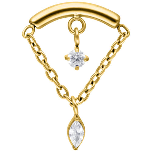 Double Jewelled Hidden Helix Push Fit Attachment - Oro