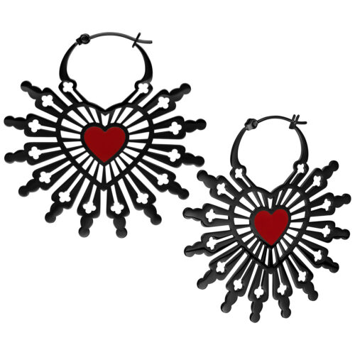 Orecchini Hoops Sacred Heart Cuore - Nero