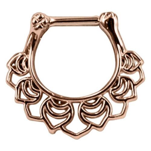 Septum Clicker floreale in acciaio oro rosa
