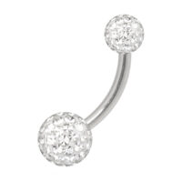 Bananabell in titanio con cristalli chiari Bananabell in titanio argentato con cristalli chiari, sfere 4mm/6mm