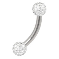 Multi Jewelled Micro, kristallklar, 3 mm Kugel Silbernes Titan-Piercing mit kristallklaren Kugeln auf weißem Hintergrund