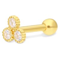 18k Earbarbell Three Crystals 18k Earbarbell Three Crystals
