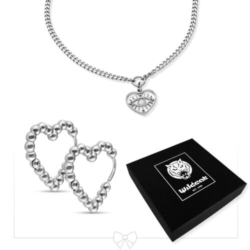 Little Heart Eye Bracelet with Hoops Set