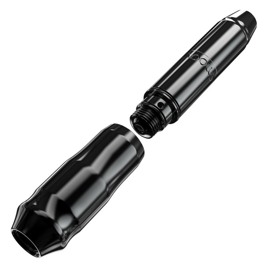 Macchina per tatuaggi FK Irons Microbeau Apollo nera in alluminio su sfondo bianco