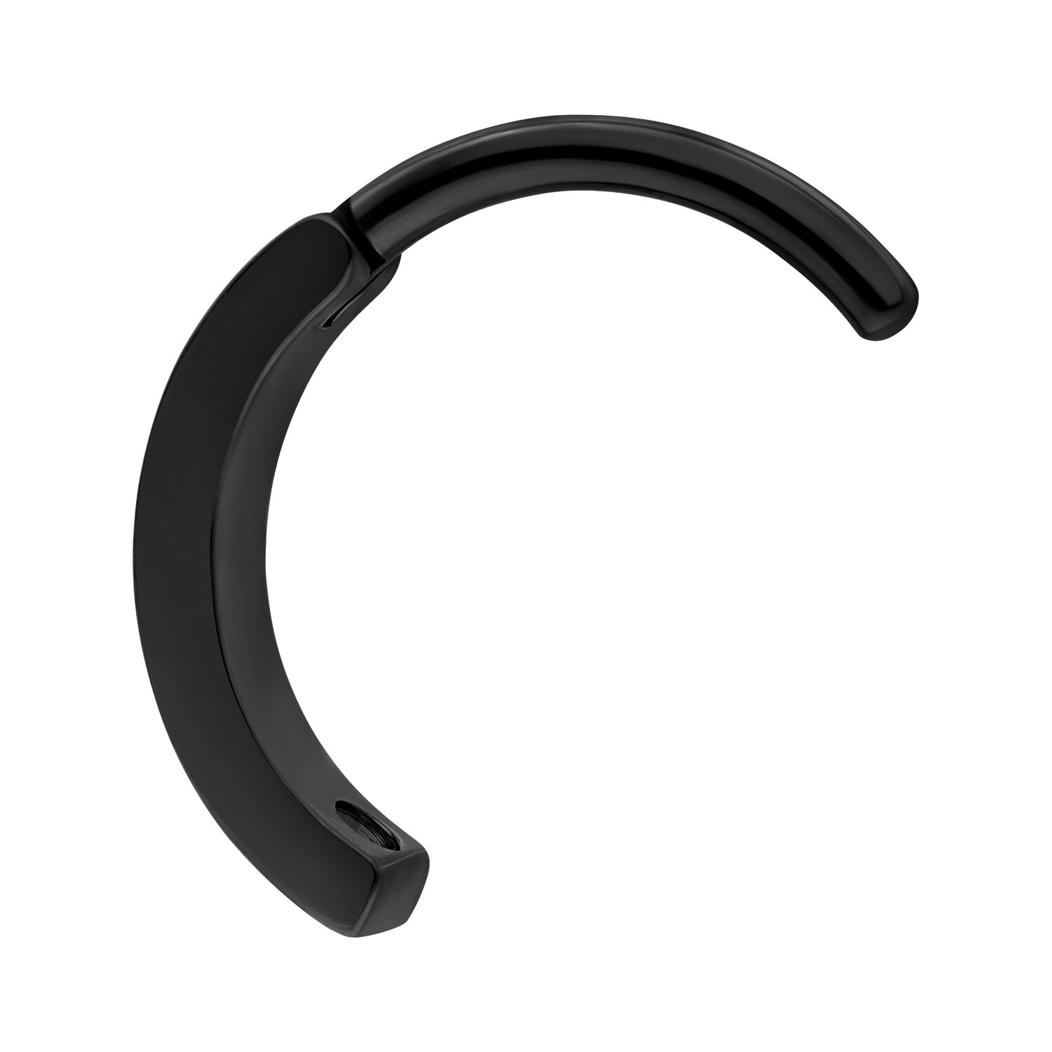 Clicker per ombelico nero con doppio arco di cristalli su sfondo bianco