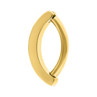 Clicker ad Arco per Ombelico Doppio Cristallo Dorato Clicker per ombelico dorato in titanio con cristalli su sfondo bianco