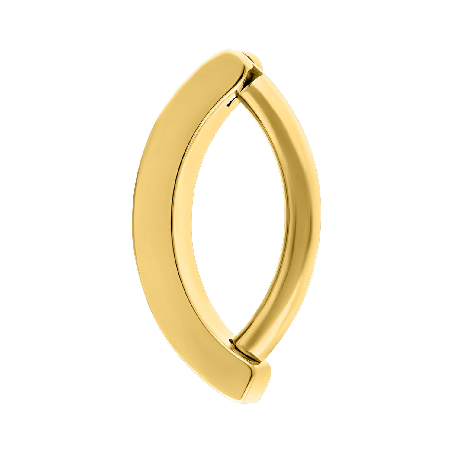 Clicker ad Arco per Ombelico Doppio Cristallo Dorato Clicker per ombelico dorato in titanio con cristalli su sfondo bianco