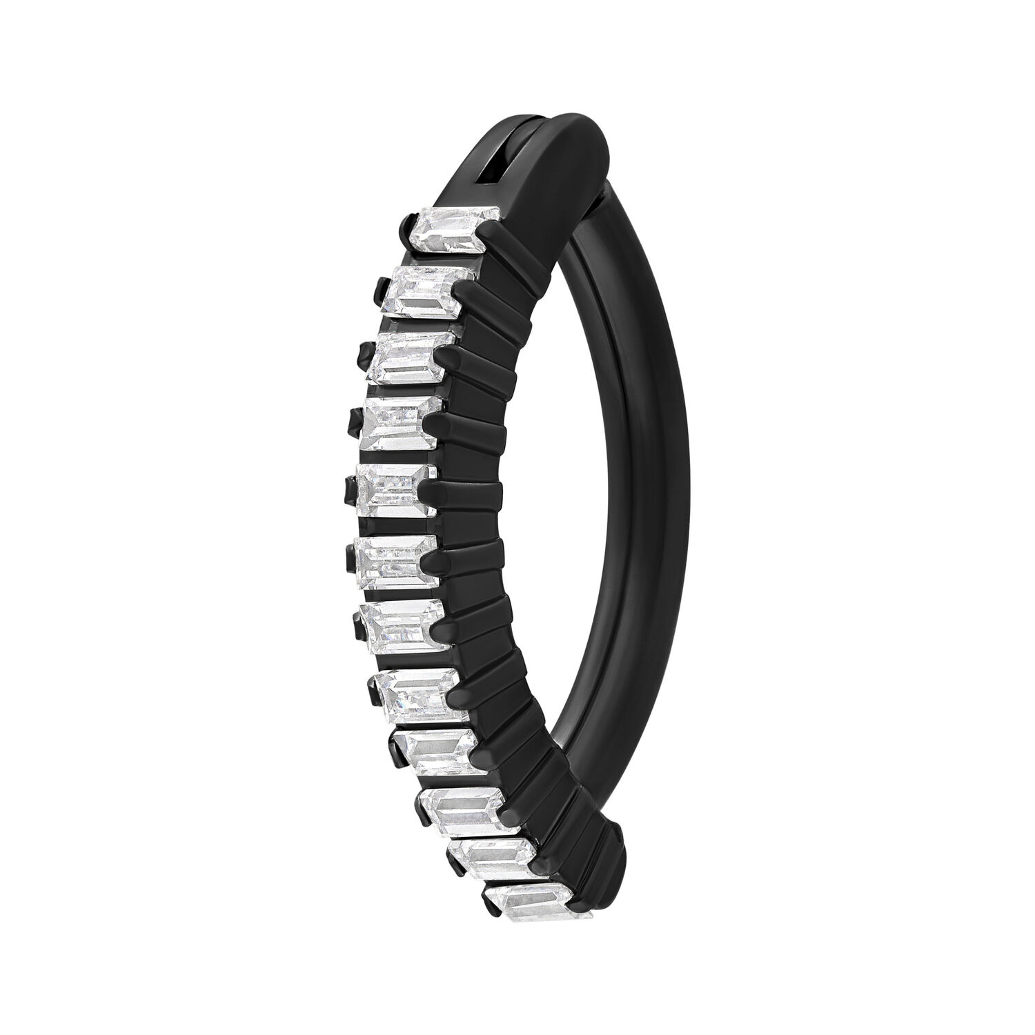 Clicker per ombelico in titanio nero con cristalli chiari