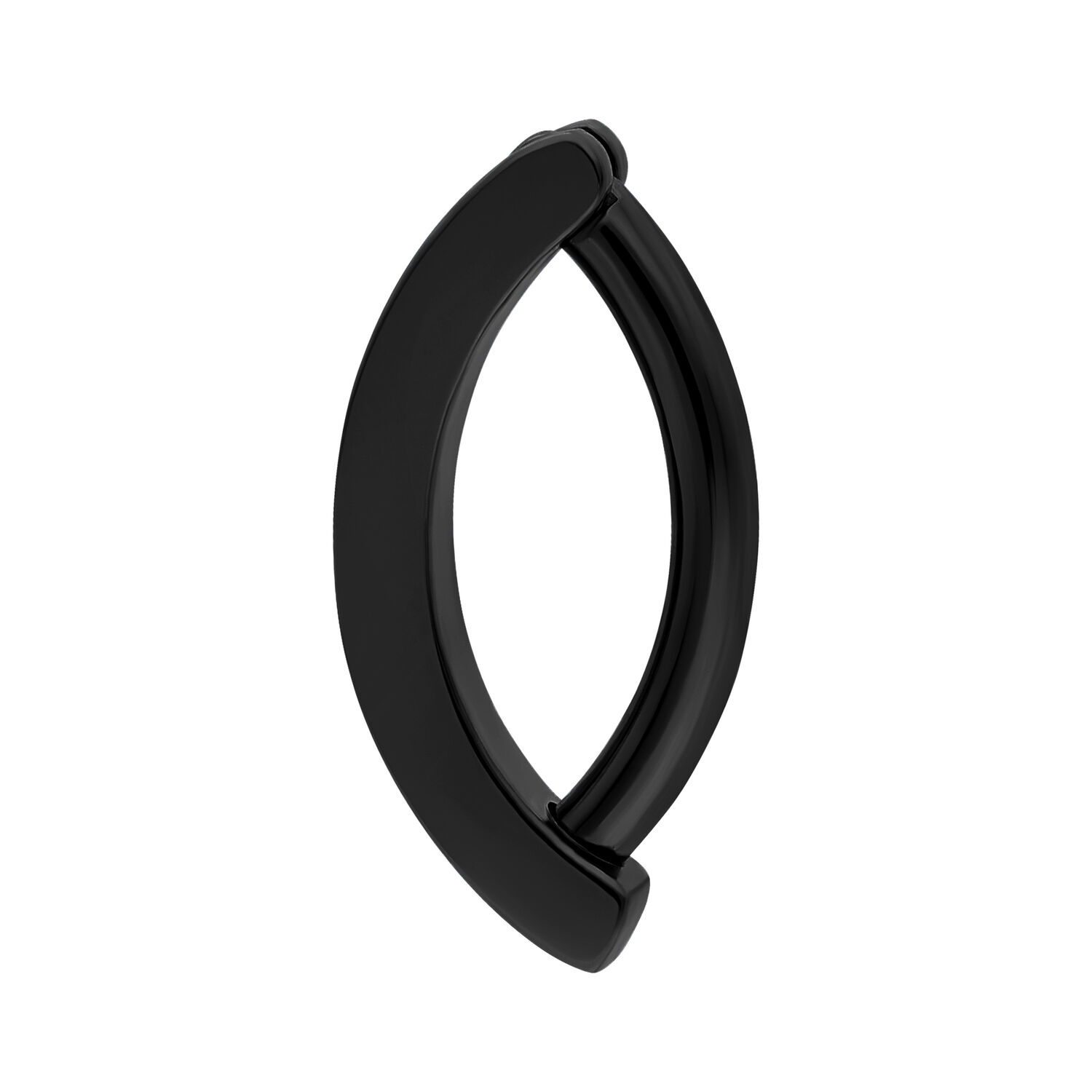 Clicker nero per ombelico in titanio su sfondo bianco