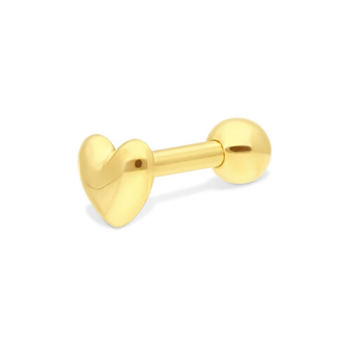 Barbell Orecchio Cuore Oro 18k