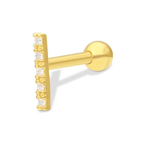 Barbell Orecchio 5 Cristalli Oro 18k