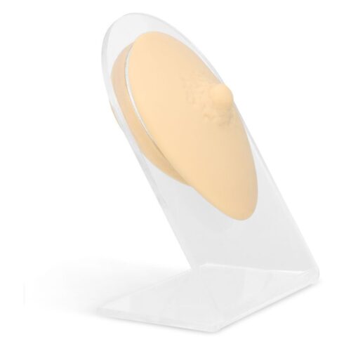 Capezzolo in silicone beige su supporto display trasparente