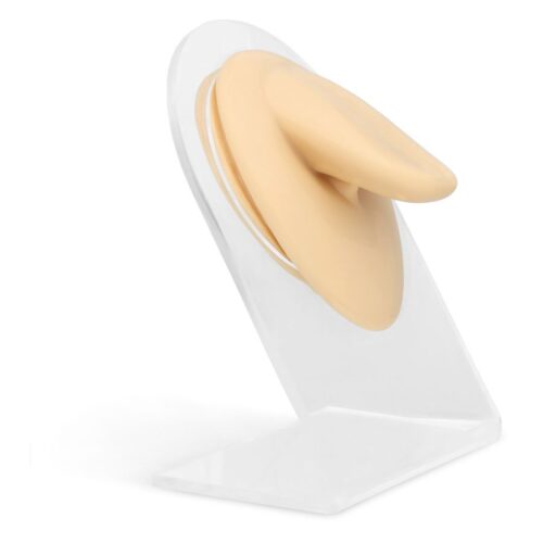 Body Bit Tongue beige in silicone su supporto display trasparente