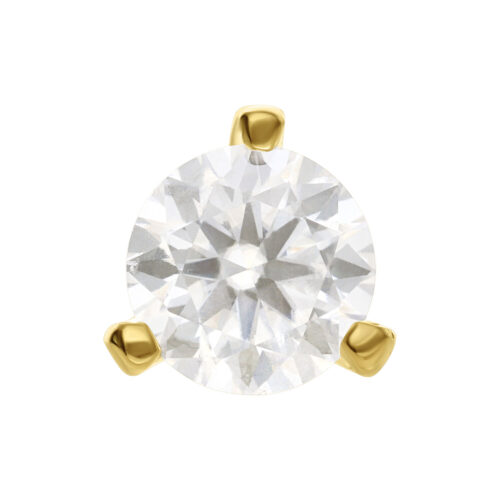 Terminale push-Fit Princess in Oro 14K e Moissanite