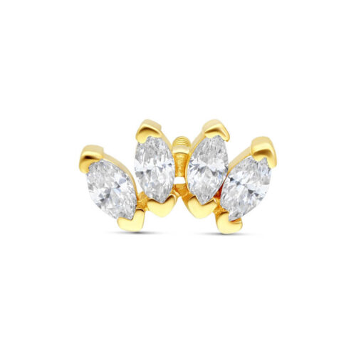 Terminale 4 Cristalli Oro 14k