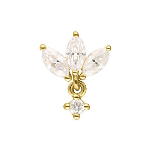 Terminale Perfect Fit Lotus Pendente in Oro 14K e Moissanite