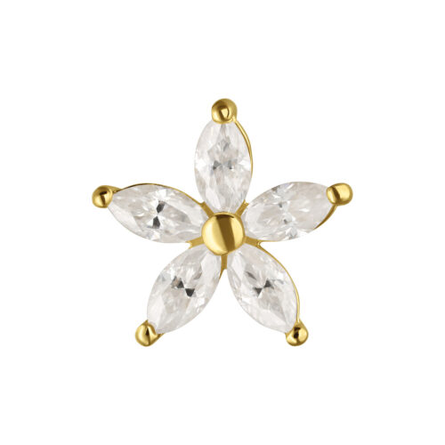 Terminale Perfect Fit Flower in Oro 14K e Moissanite