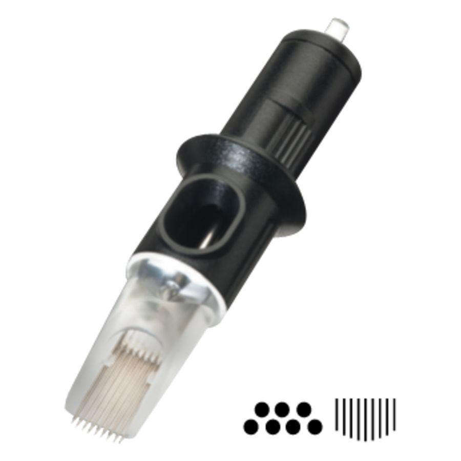 Magnum Soft Edge Ago 7 pz, 0,3 mm Testa dell'ago Magnum Soft Edge con 7 aghi, spessore 0,3 mm, su sfondo bianco