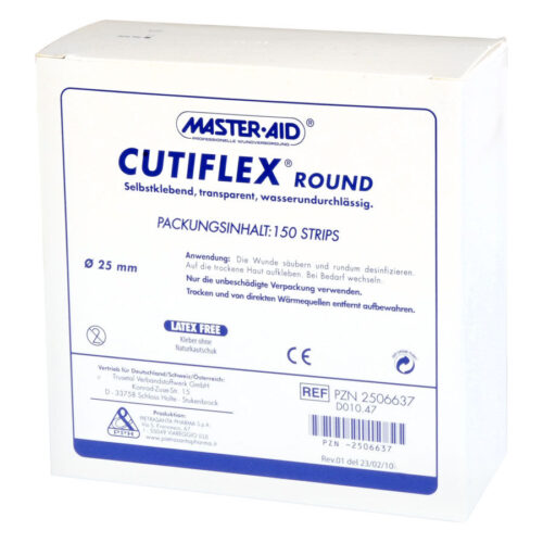 Confezione bianca di Cutiflex Round con logo blu Master Aid