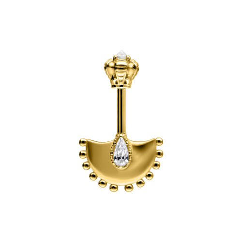 Barbell Vertical Helix Crystal Hatchet - Oro