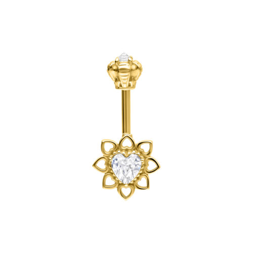 Barbell Vertical Helix Crystal Flower - Oro