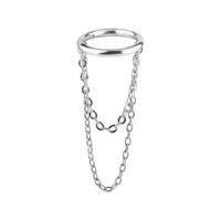 Anello Hinged Argento con Catene, 6,0 mm Anello Hinged color argento con doppie catene su sfondo bianco