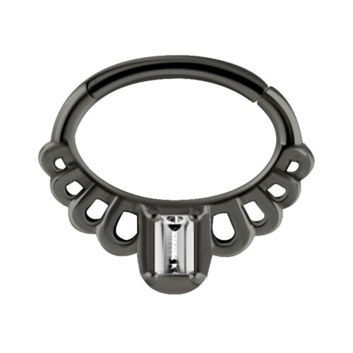 Hinged Ring Princess Cristalli Acciaio Nero