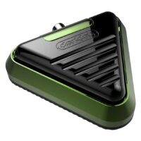 Delta interruttore a pedale Kryptonite in verde chiaro e nero Interruttore a pedale triangolare Delta in verde chiaro e nero su sfondo bianco