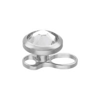 Ancora Dermal in Titanio Argento con Cristallo Ancora dermal in titanio argento con cristallo chiaro su sfondo bianco